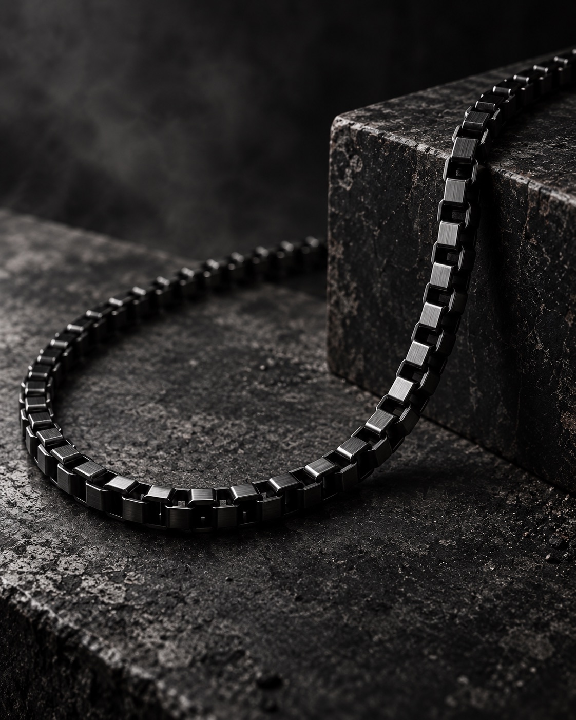 Box stainless steel chain in gunmetal finish
